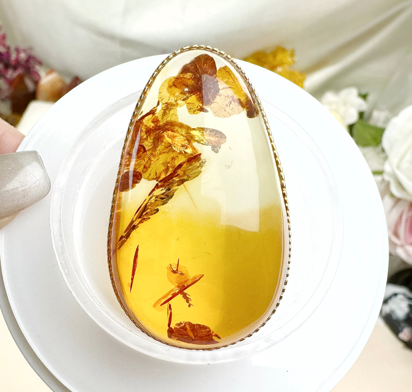 天然花珀盒子