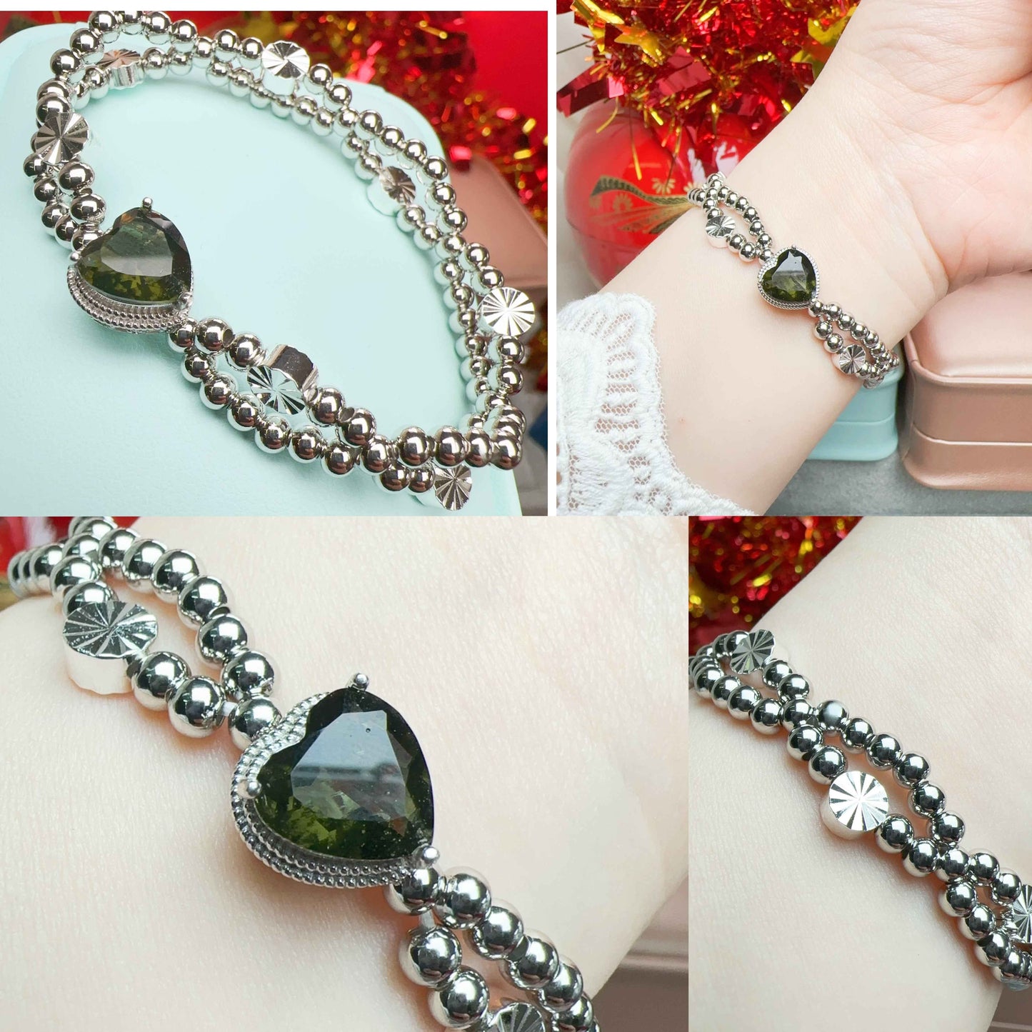 捷克綠隕石心心盒子C9356