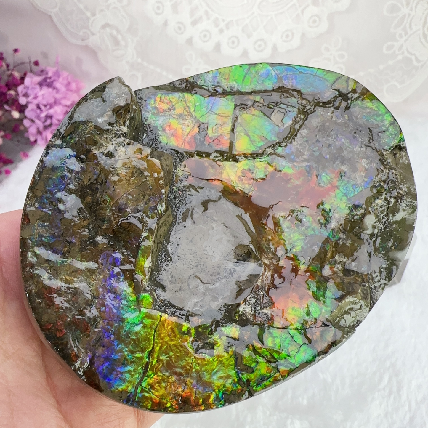 水晶斑彩石擺件