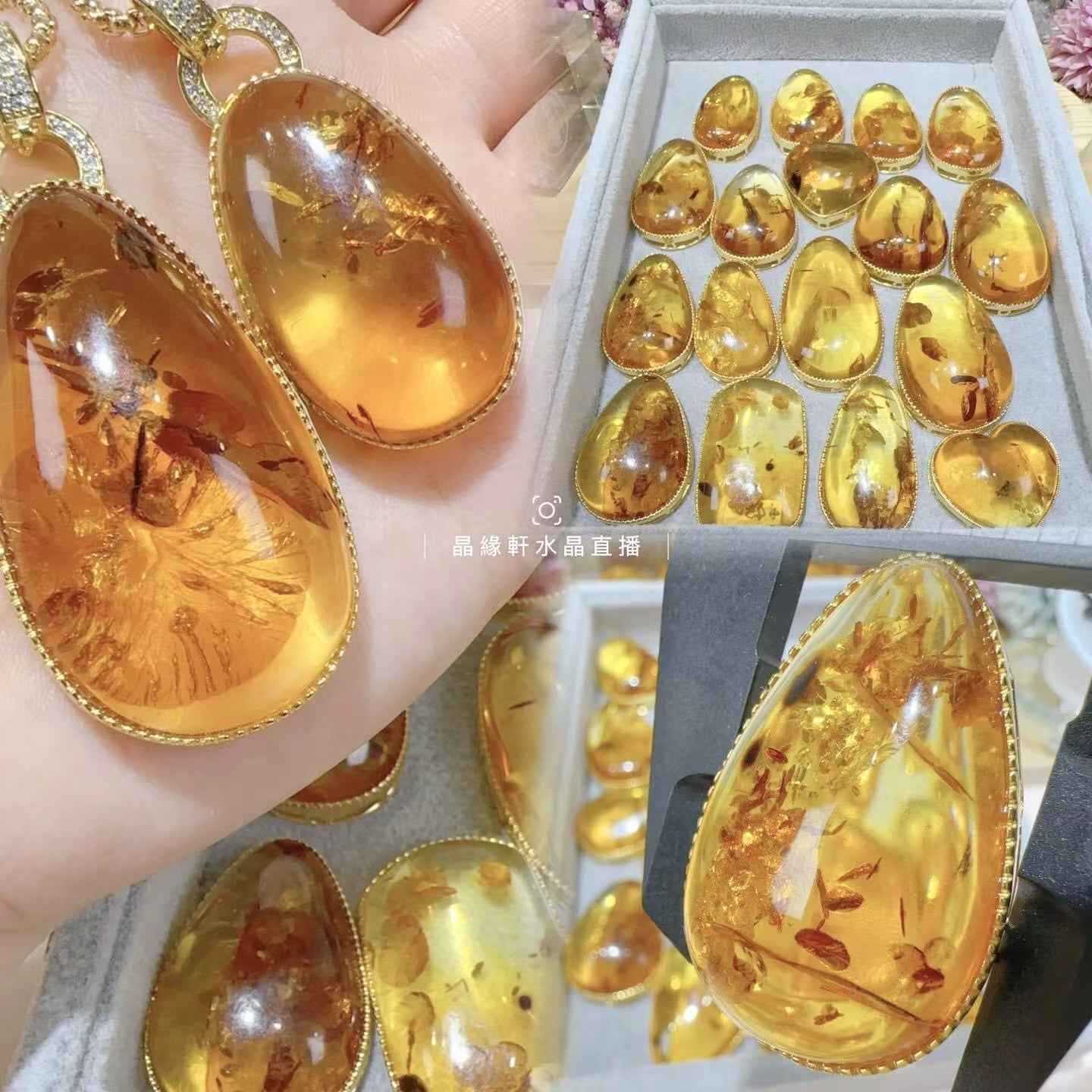 天然花珀盒子
