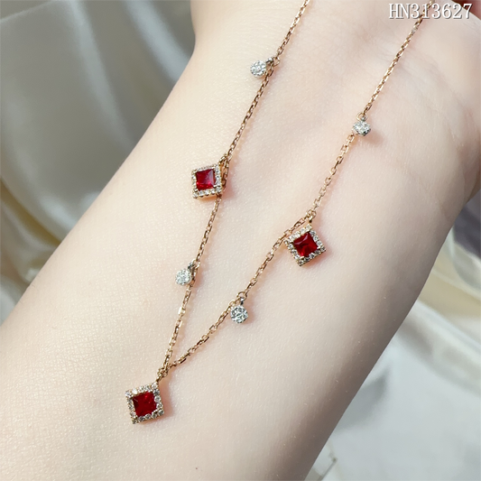 18K玫瑰金紅寶石項鏈 HN313627