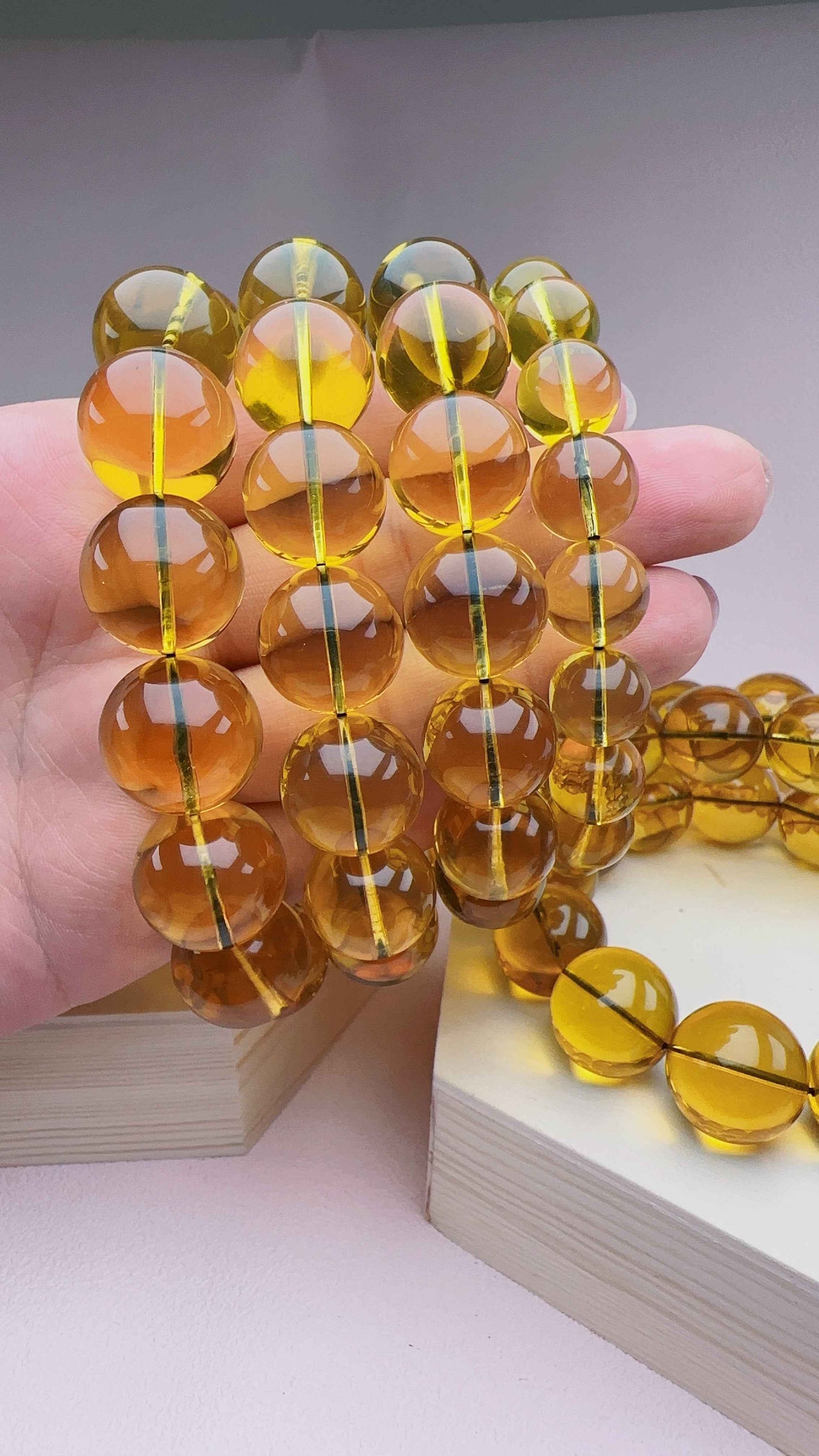 頂級全淨水墨西哥藍珀手串C11100