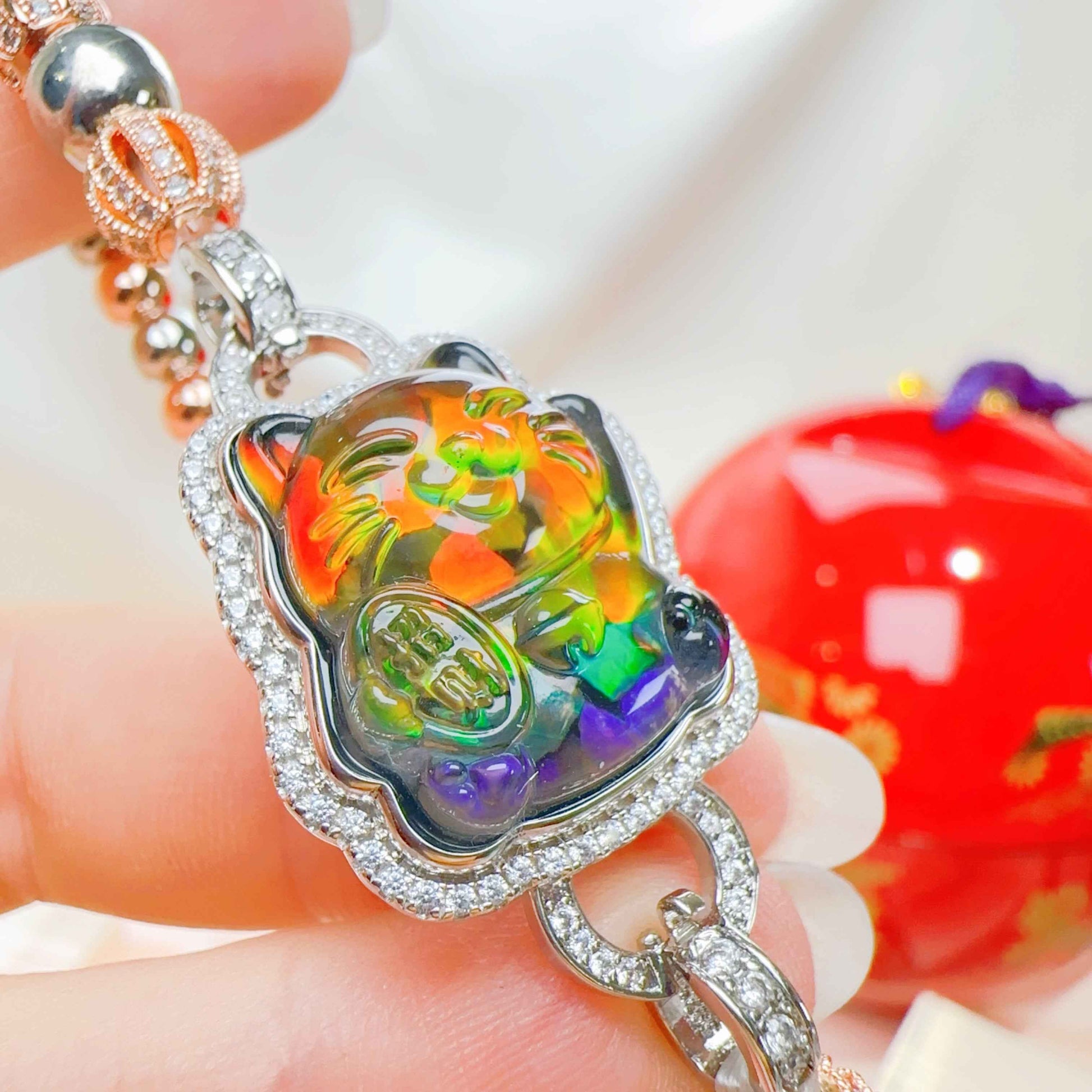 紅天鐵招財貓盒子