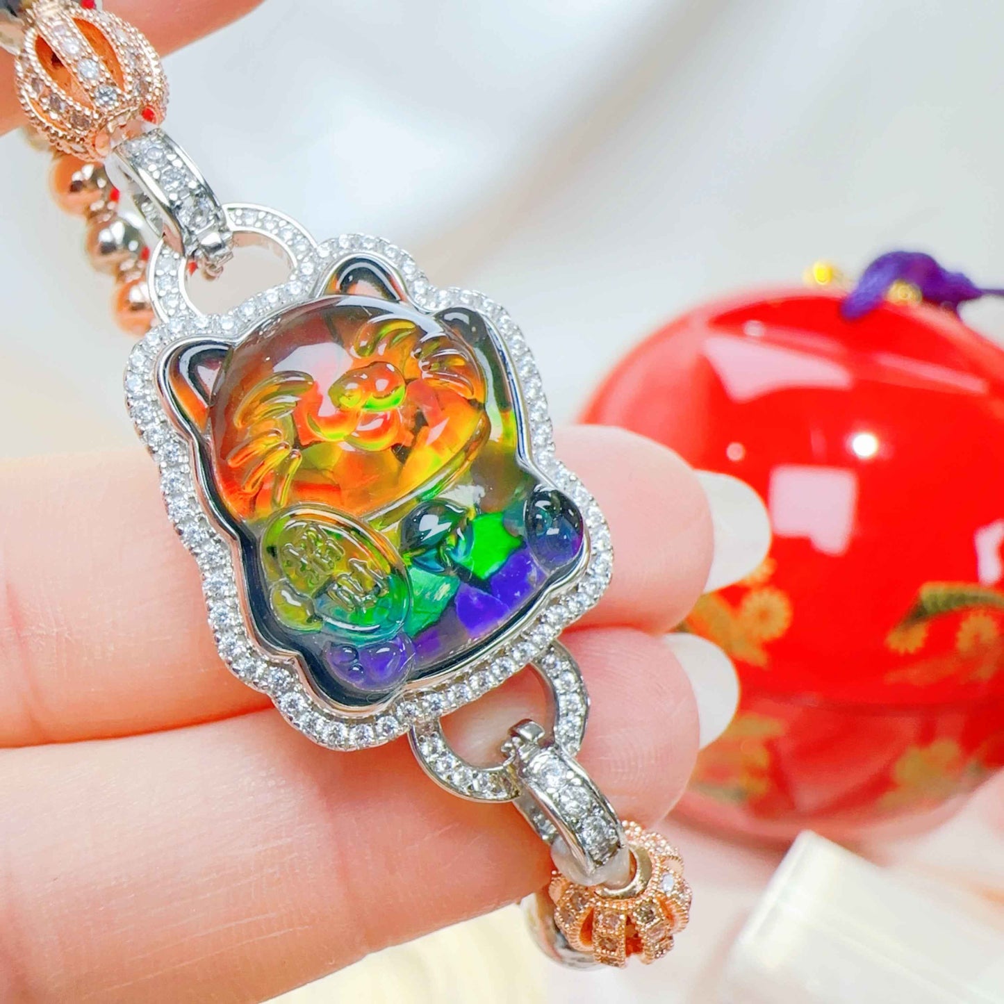 紅天鐵招財貓盒子