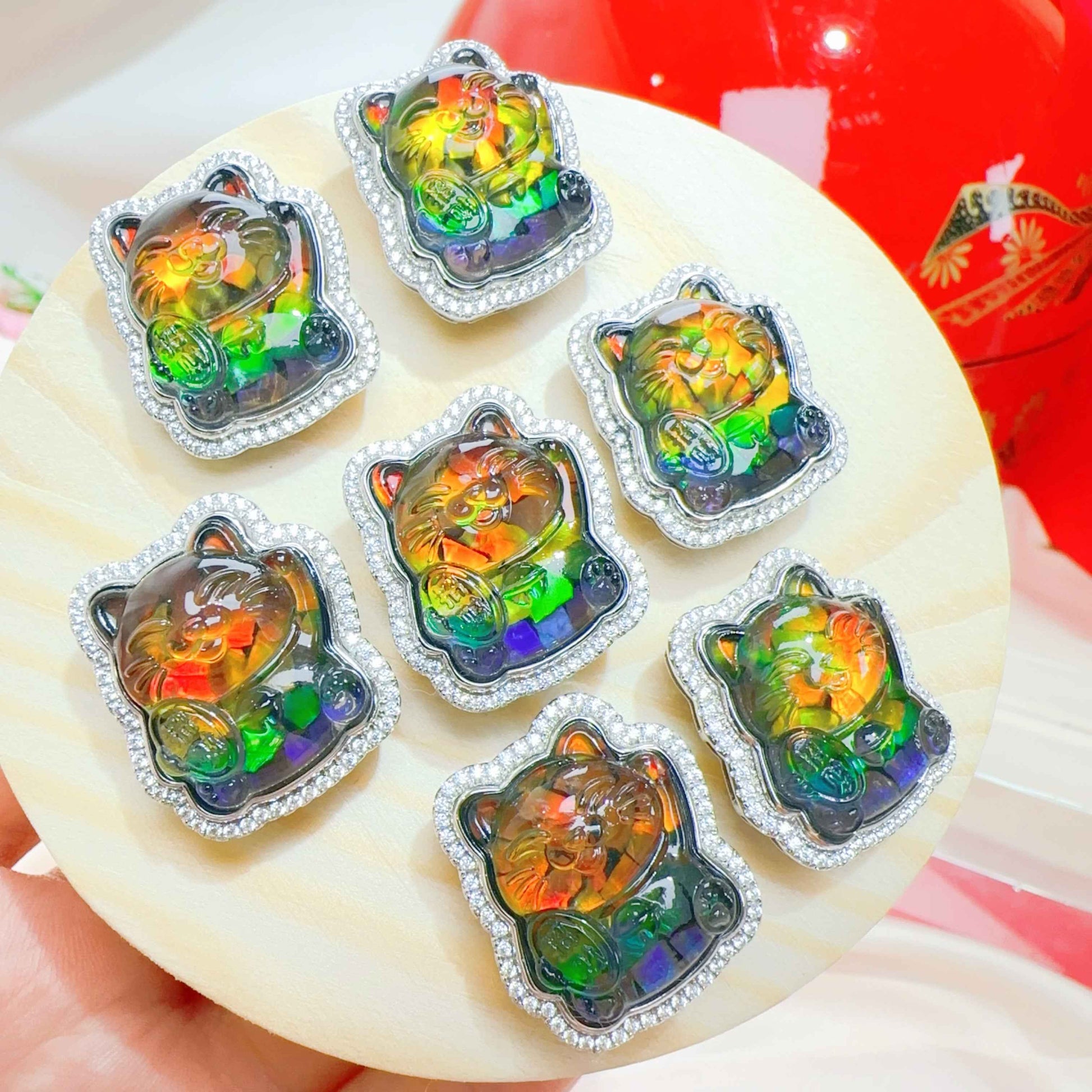 紅天鐵招財貓盒子