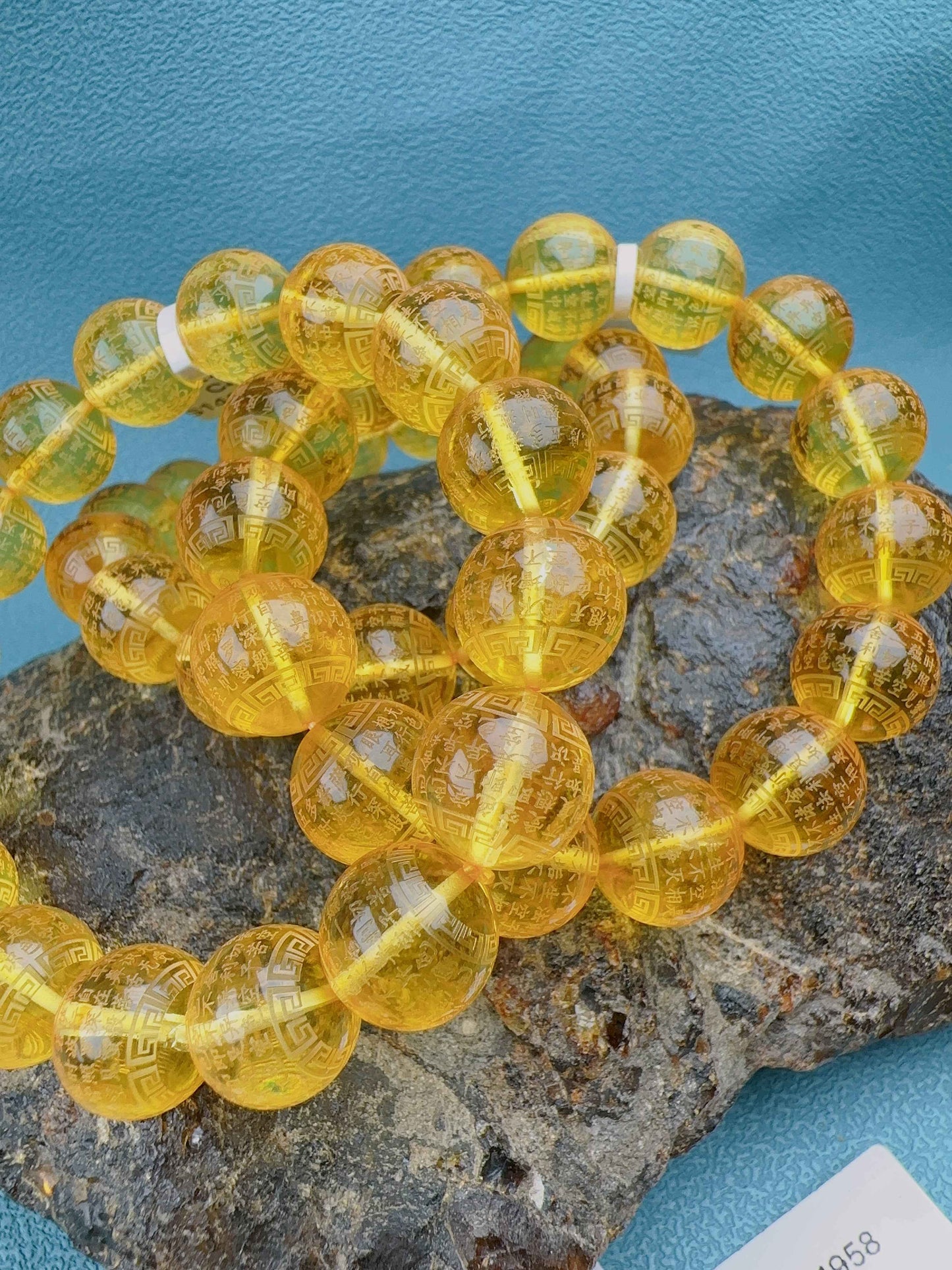 頂級全淨水墨西哥藍珀手串C11100