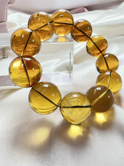 頂級全淨水墨西哥藍珀手串C11100
